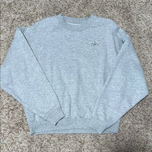 ALO Yoga Gray Crewneck Sweater with Ribbed Details